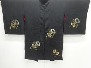 アンティーク　紋錦紗　鼓模様織出し漆一つ紋絵羽織